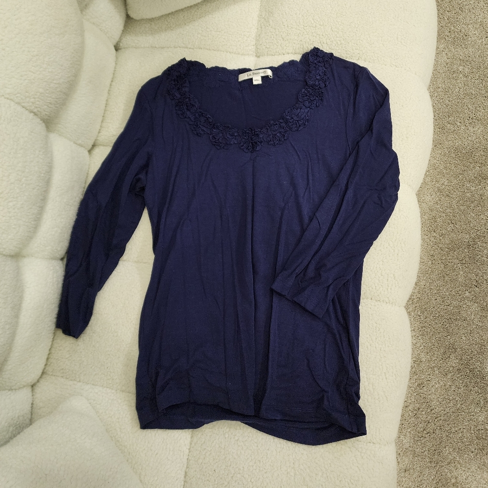 L.K Bennett Navy 3/4 Sleeve Top